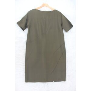 Tom and Linda Platt Linen Silk Knee Length Classic Green Dress Sz 10 Minimalist